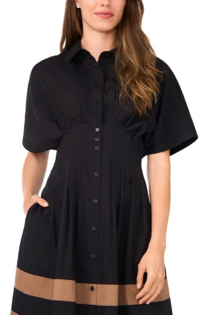 Halogenr Halogen(r) Colorblock Pleated Cotton Poplin Shirtdress