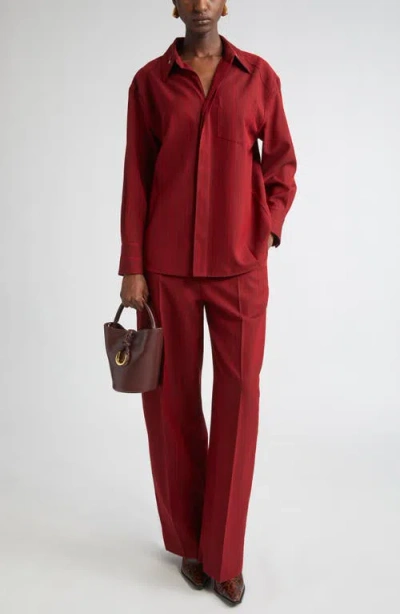 Bottega Veneta Subtle Stripe Wool Blend Button-up Shirt
