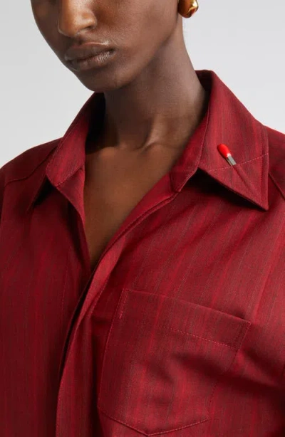 Bottega Veneta Subtle Stripe Wool Blend Button-up Shirt