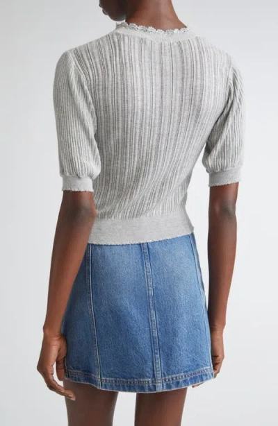 Ulla Johnson Gemma Crochet-trimmed Pointelle-knit Sweater In Gray