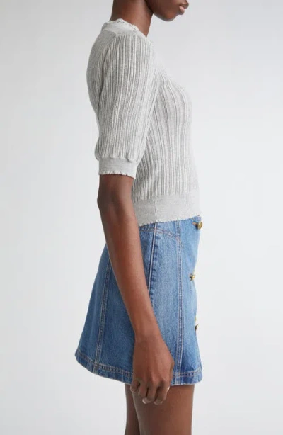 Ulla Johnson Gemma Crochet-trimmed Pointelle-knit Sweater In Gray