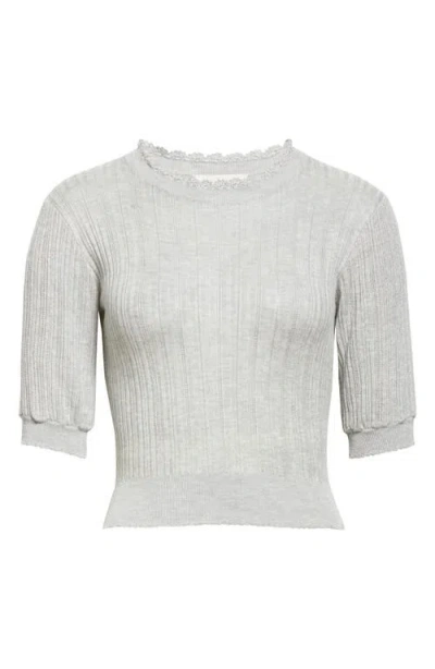 Ulla Johnson Gemma Crochet-trimmed Pointelle-knit Sweater In Gray