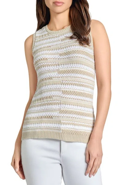 Jones New York Bicolor Texture Stitch Sleeveless Sweater In Brown