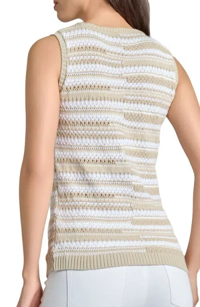 Jones New York Bicolor Texture Stitch Sleeveless Sweater In Brown