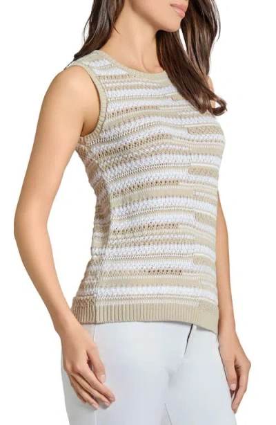 Jones New York Bicolor Texture Stitch Sleeveless Sweater In Brown