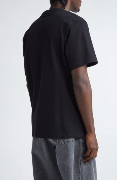 Jw Anderson Black Crewneck T-shirt With Anchor Embroidery On The Front In Black