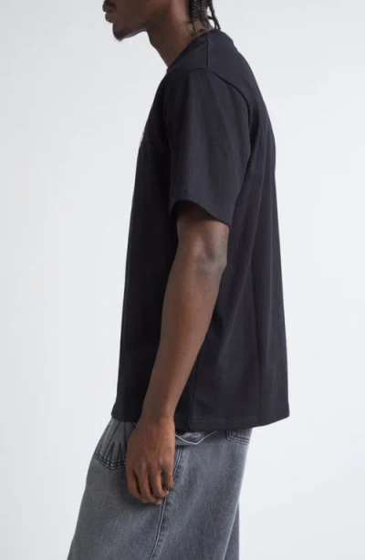 Jw Anderson Black Crewneck T-shirt With Anchor Embroidery On The Front In Black