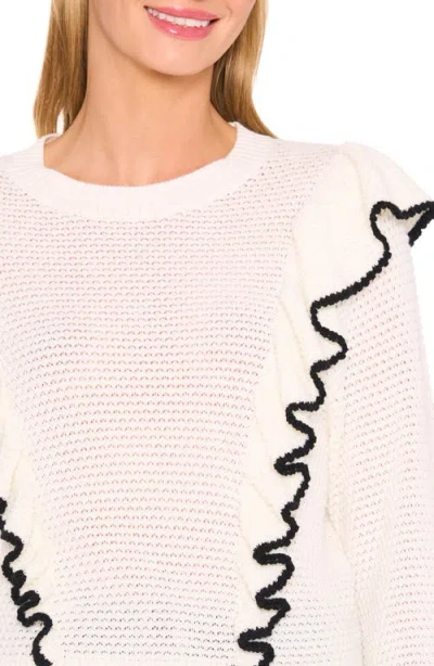 Cece Tipped Ruffle Sweater In Neutral