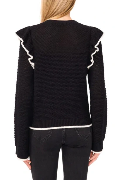 Cece Tipped Ruffle Sweater In Black