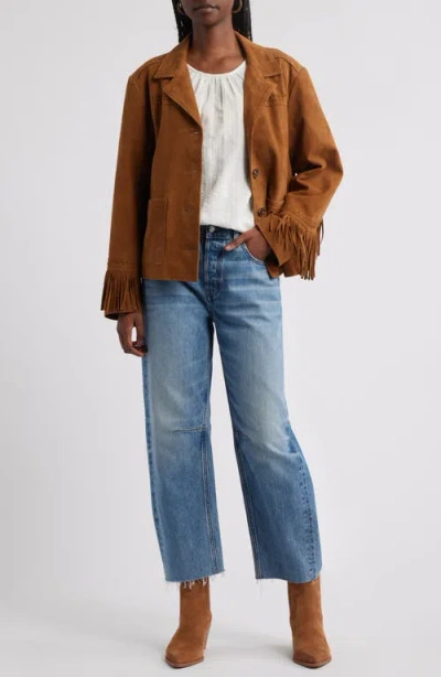 Treasure & Bond Bubble Sleeve Cotton Dobby Top In Neutral