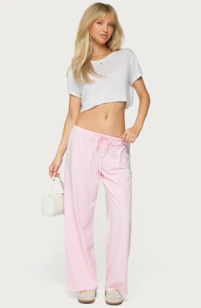 Edikted Olivia Stripe Relaxed Fit Drawstring Pants In Pink