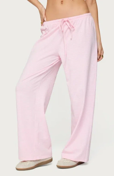 Edikted Olivia Stripe Relaxed Fit Drawstring Pants In Pink