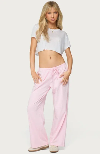 Edikted Olivia Stripe Relaxed Fit Drawstring Pants In Pink