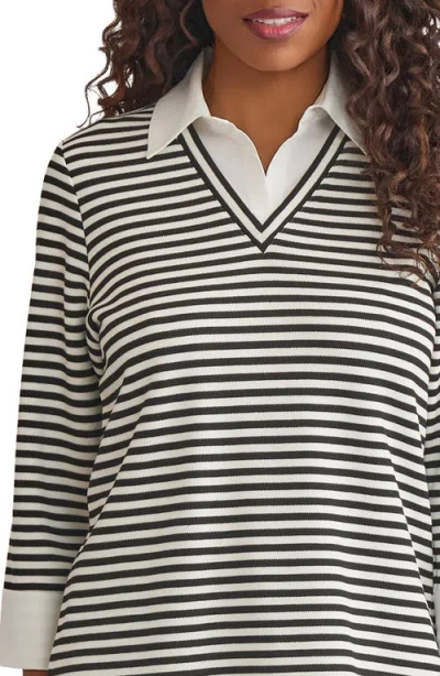 Jones New York Stripe Mixed Media Top