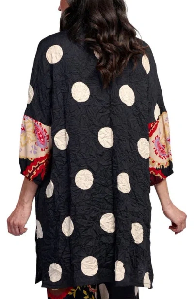 Alembika Polka Dots Mixed Print Tunic With Mandarin Collar