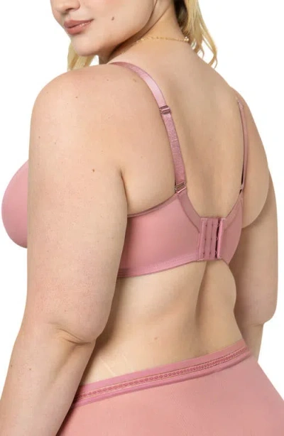 Curvy Couture Sheer Mesh Underwire Unlined Bra In Pink