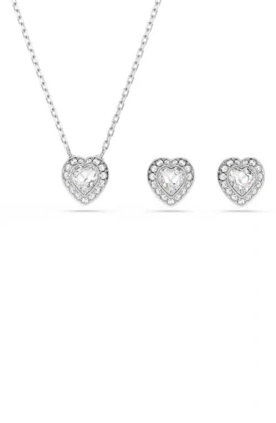 Swarovski X Ariana Grande Angelic Crystal Heart Halo Stud Earrings & Necklace Set