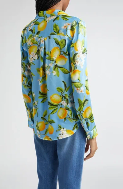 L Agence L'agence Tyler Lemon Print Silk Button-up Shirt