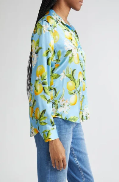L Agence L'agence Tyler Lemon Print Silk Button-up Shirt