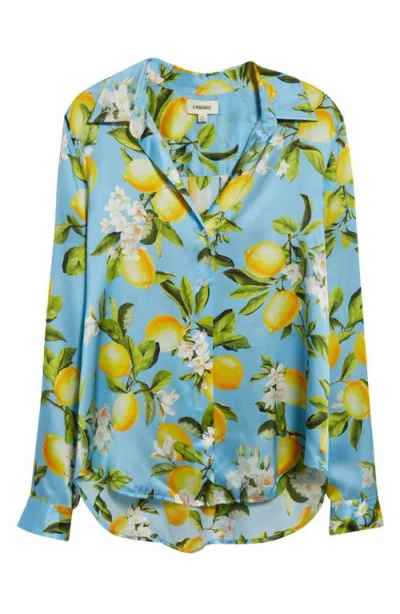 L Agence L'agence Tyler Lemon Print Silk Button-up Shirt
