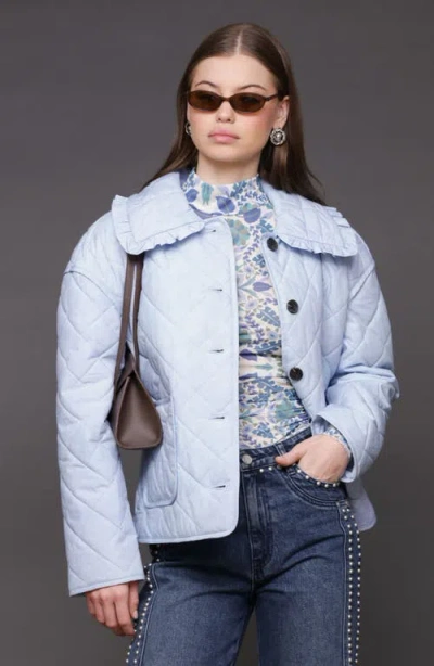 Avec Les Filles Ruffle Collar Quilted Jacket