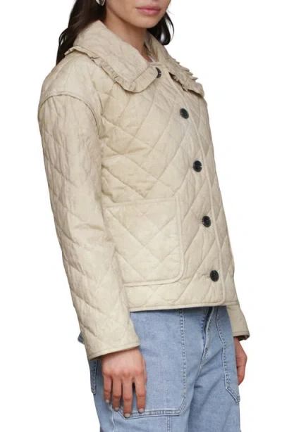Avec Les Filles Ruffle Collar Quilted Jacket