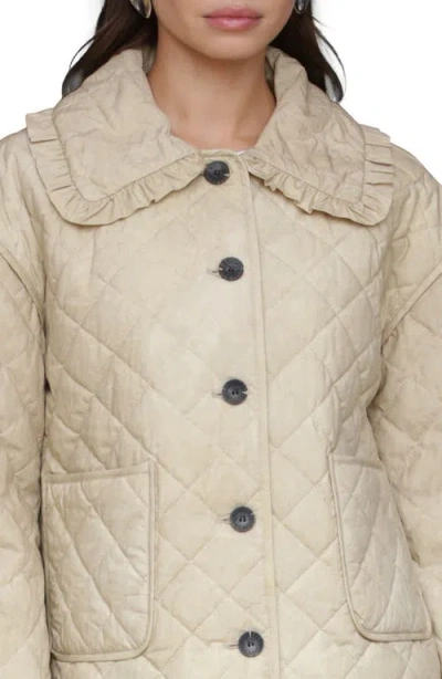 Avec Les Filles Ruffle Collar Quilted Jacket