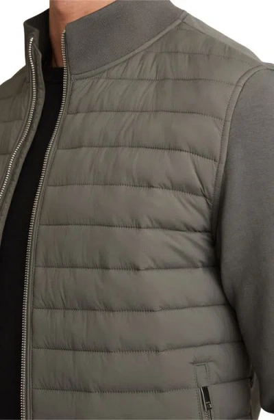 Reiss Sage Hybrid Quilt And Interlock Jersey Zip-through Jacket In Green