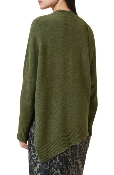 Allsaints Lock Asymmetrical Crewneck Sweater In Green