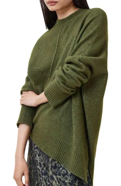 Allsaints Lock Asymmetrical Crewneck Sweater In Green