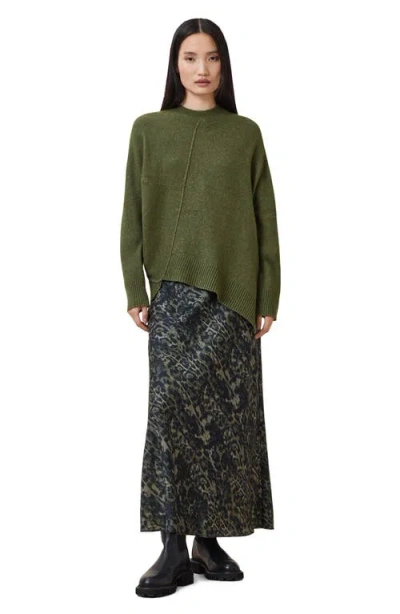 Allsaints Lock Asymmetrical Crewneck Sweater In Green