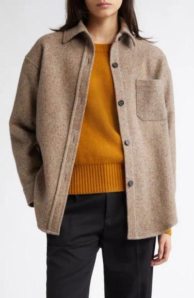Johnstons Of Elgin Oversize Donegal Cashmere & Wool Button-up Shirt