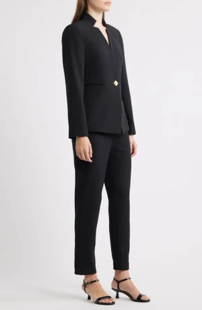 Tahari Asl Notch Neck Long Sleeve Jumpsuit In Black