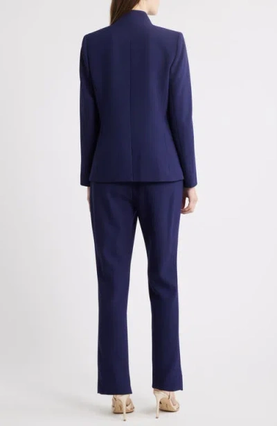 Tahari Asl Notch Neck Long Sleeve Jumpsuit In Blue