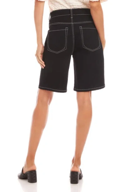 Karen Kane Contrast Stitch Denim Bermuda Shorts In Black
