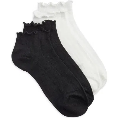 Stems 2-pack Micro Pointelle Ruffle Ankle Socks In Multi