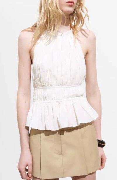 Mango Peplum Cotton Halter Top In White
