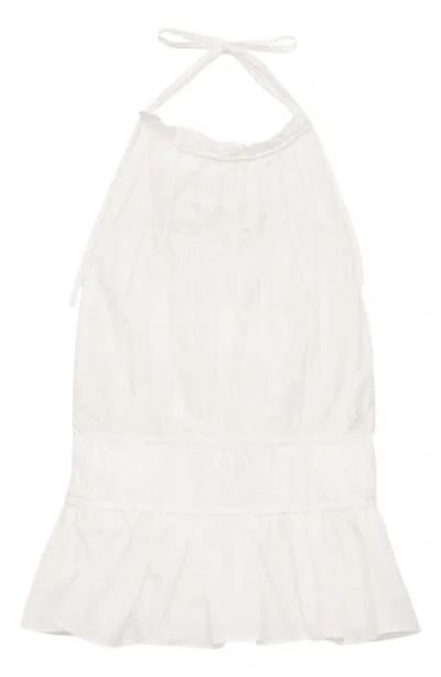 Mango Peplum Cotton Halter Top In White
