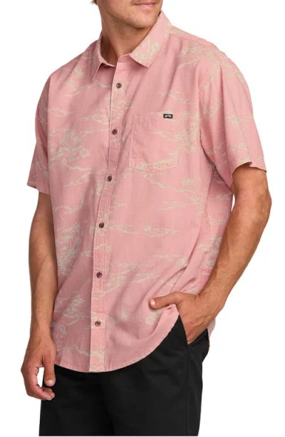 Billabong Sundays Paisley Short Sleeve Button-up Shirt In Purple