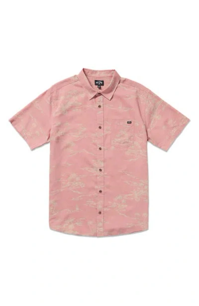 Billabong Sundays Paisley Short Sleeve Button-up Shirt In Purple