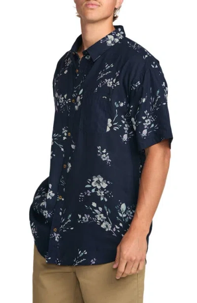 Billabong Sundays Paisley Short Sleeve Button-up Shirt In Blue