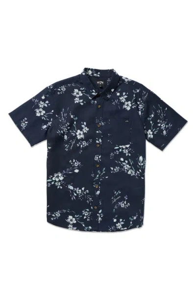 Billabong Sundays Paisley Short Sleeve Button-up Shirt In Blue