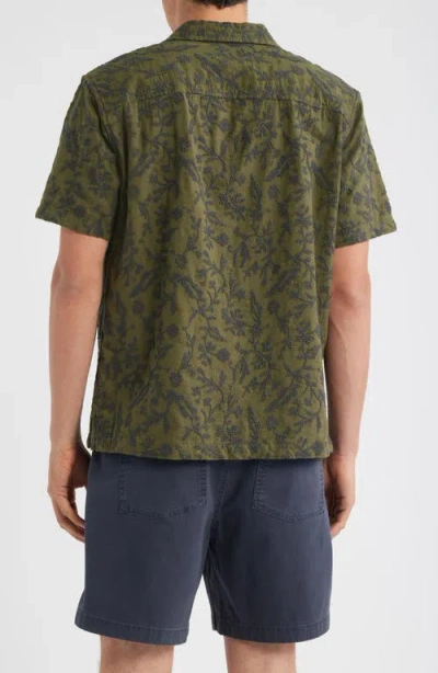 Treasure & Bond Embroidered Linen & Cotton Camp Shirt In Green