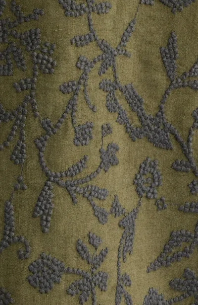 Treasure & Bond Embroidered Linen & Cotton Camp Shirt In Green