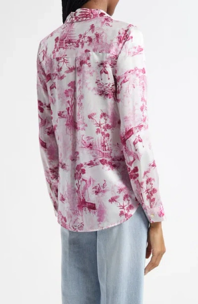 L Agence L'agence Tyler Peacock Print Silk Button-up Shirt