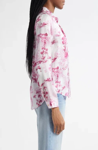 L Agence L'agence Tyler Peacock Print Silk Button-up Shirt