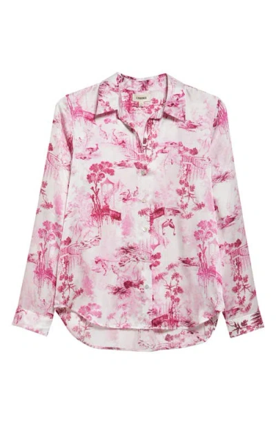 L Agence L'agence Tyler Peacock Print Silk Button-up Shirt
