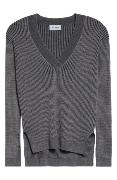 St John St. John Collection Vanis Fine Guage Cable Stitch V-neck Sweater