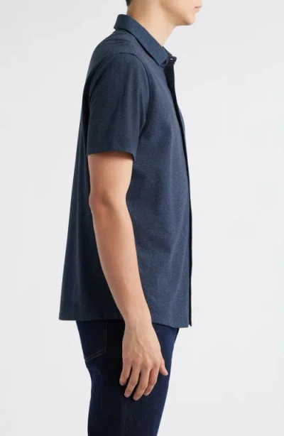 Robert Barakett Harker Short Sleeve Knit Button-up Shirt In Blue
