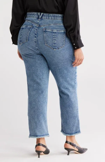 Wit & Wisdom Frayed Twist Seam High Waist Ankle Straight Leg Jeans